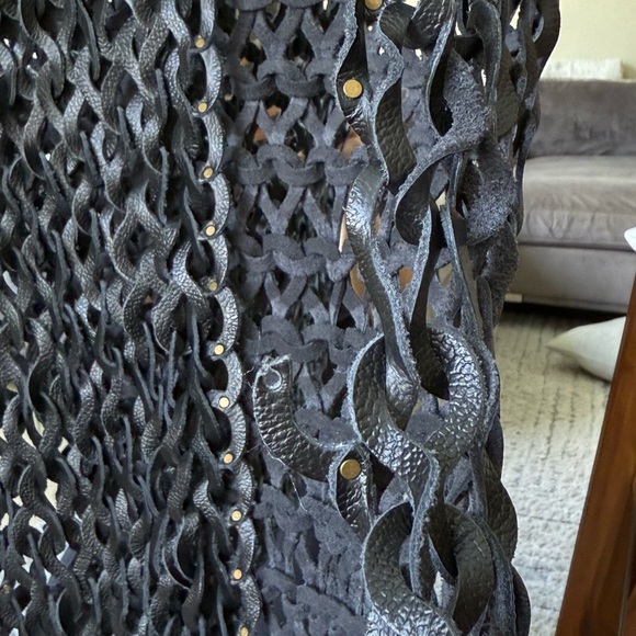 NonChalant Black Leather Mesh Skirt maxi - Picture 5 of 9